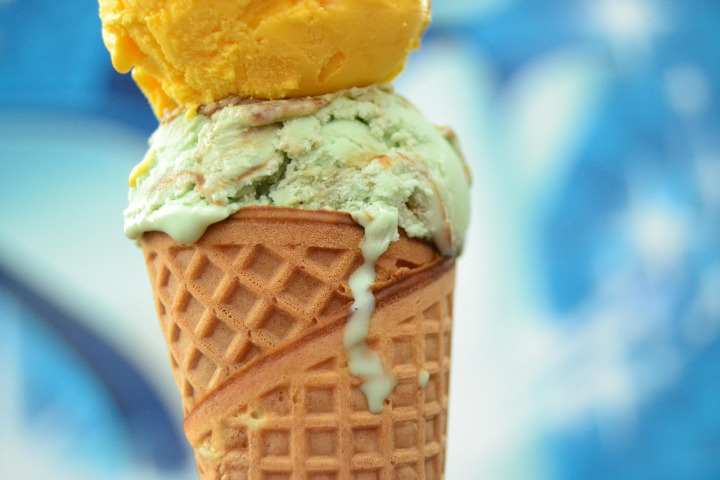 assorted colorful ice cream scoops
